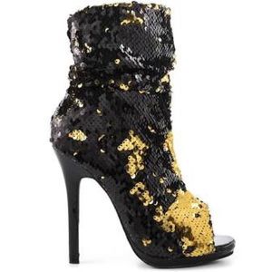 Black and Gold sequin heels